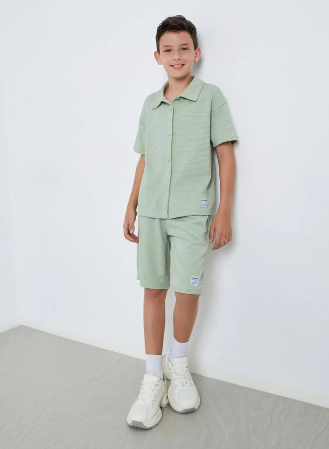 Styli Teens Waffle Knit Shirt and Shorts Set
